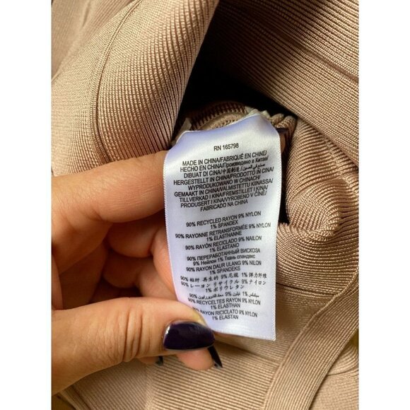 Herve Leger BNWOT womens cap sleeve blush pink midi dress NEW sz Xsmall - Picture 10 of 13